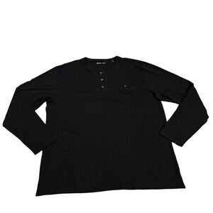 Buttercloth‎ Black Icy Cotton Long Sleeve Henley Mens XXL Casual Summer Designer